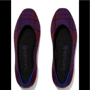 Rothy’s Cranberry Plaid Square Flats